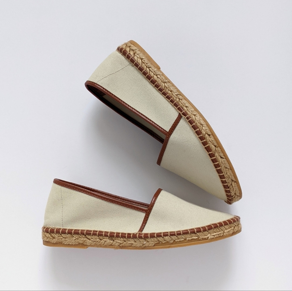 Andre Assous Canvas/Leather Trim Espadrille Flats | Size 10